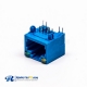 Female RJ45 Connector 1 Port 90 Degree Blue without Shield and With LED for PCB