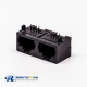 90 Degree RJ45 Connector Female 2 Port 8P Black Gold Plated Unshield Without LED