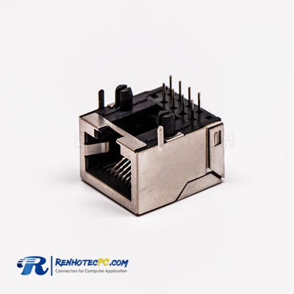 1 Port RJ45 Female PCB Connector 90 Degree with Shield and Without LED