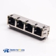 4 Port RJ45 PCB with LED Right Angled Through Hole PCB Mount with EMI