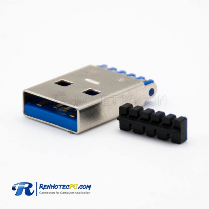USB A Connector Male Straight 9 Pin Solder Type for Cable