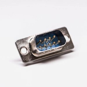D sub 9 Pin Male Straight Connector Blue Stamped pin Cable Connector