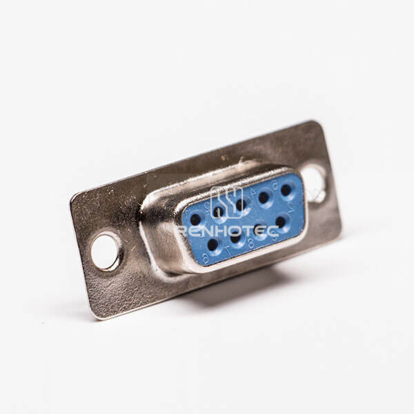9 Pin d sub Female Straight Connector Blue Cable Connector