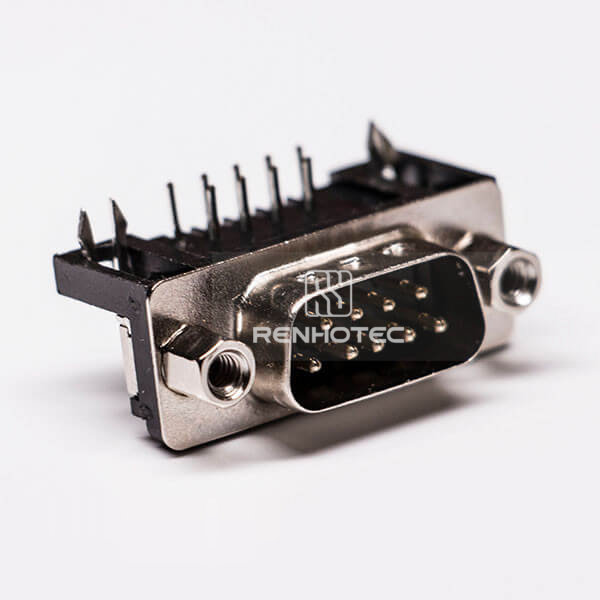 d sub 9 pin Standard Male right angle for PCB with Stamped Pin