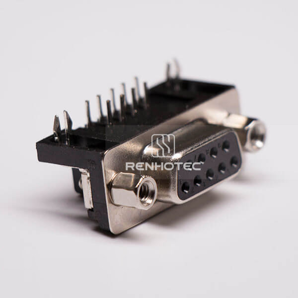 D-sub 9 Pin Female Right angle Through Hole for PCB Mount Connector