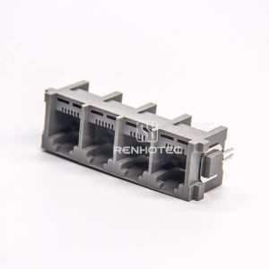 RJ11 Connector Modular Jack 1x4 Port Straight 6P2C Through Hole PCB Mount