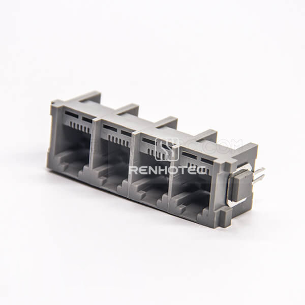 RJ11 Connector Modular Jack 1x4 Port Straight 6P2C Through Hole PCB Mount