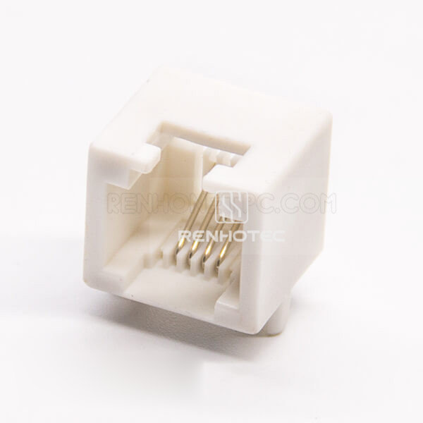 4P4C Modular Jack, Right-Angle PCB Mount