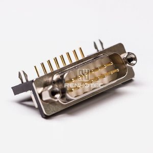 DB 15 Male Right Angle 90 Machined Pin Through Hole for PCB Mount Connector