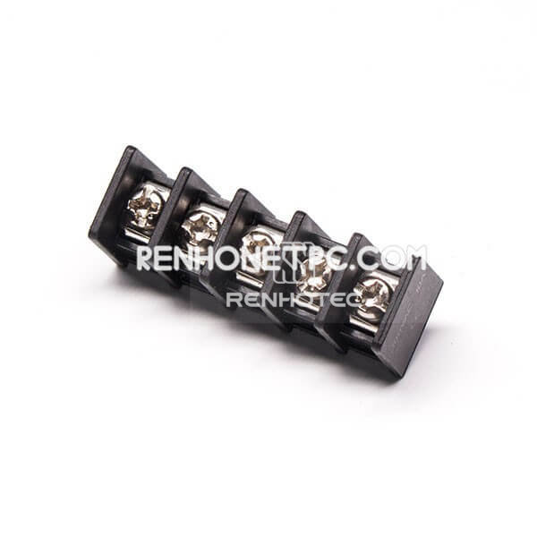 5 pin Terminal Block Connector Straight Through Hole Black Barrier Terminal