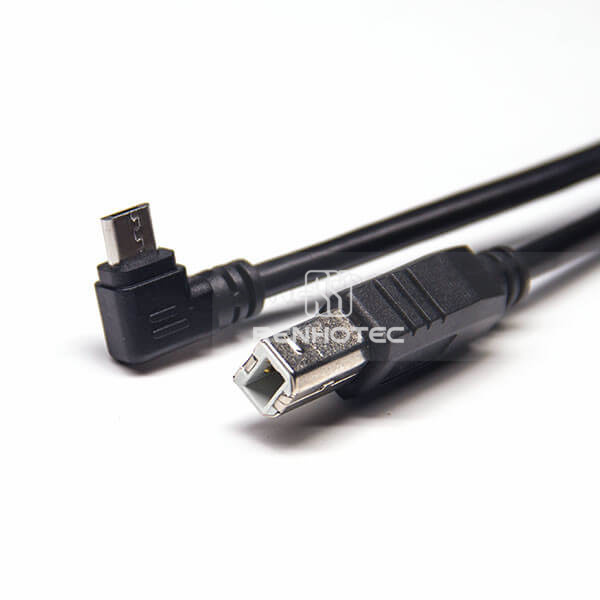 USB-B Straight Male to Micro USB Angled Male Cable