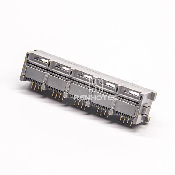 RJ45 Right Angle Coupler Unshielded Jack 1*5 Port Through Hole for PCB Mount