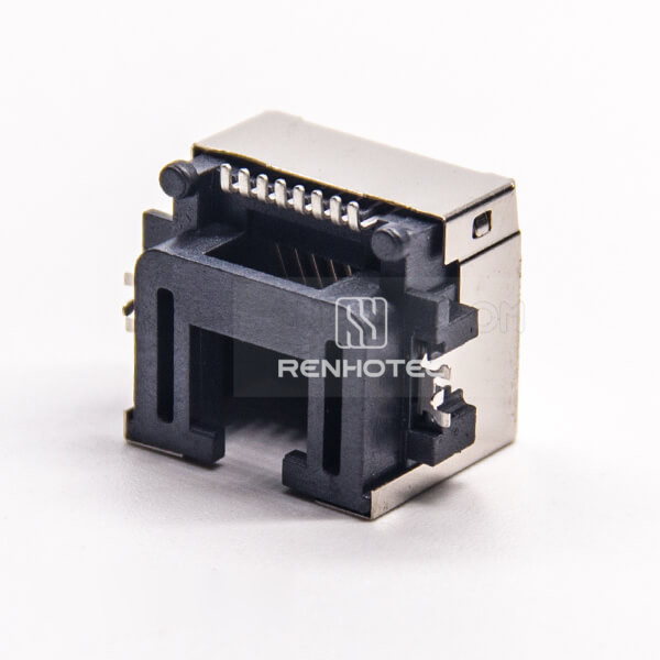 RJ45 Connectors Socket Right Angle Shielded Without LED Offset Type SMT for PCB Mount