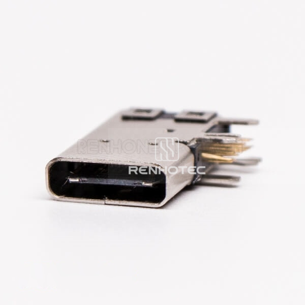 Through Hole USB Type C Female 90 Degree Flag Type
