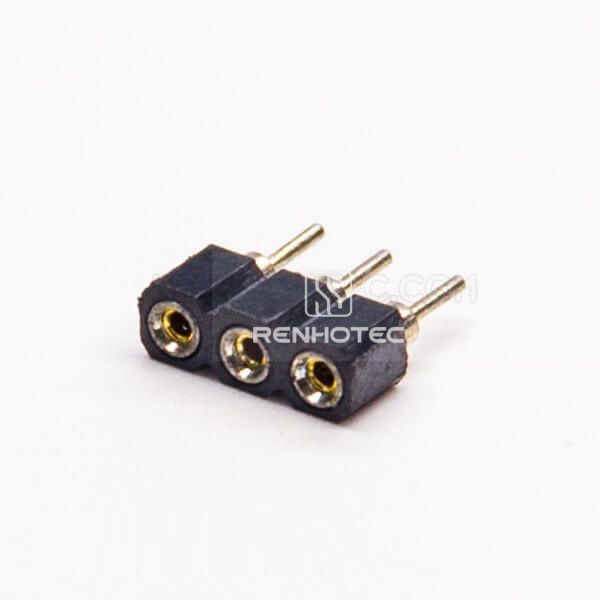 Circular Holes Single Row 3 way 2.54mm Pitch Female Header DIP Type