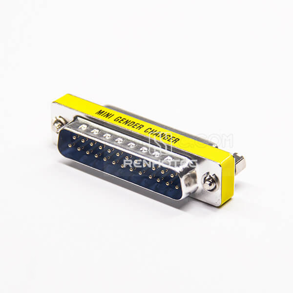 Gender Changer 25 Pin 180° Male To Female Metal Standard D-SUB Connector