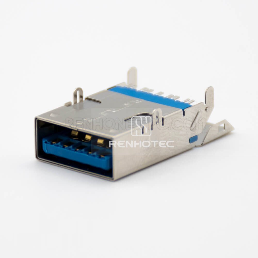 9-Pin USB 3.0 Female Connector, Right Angle