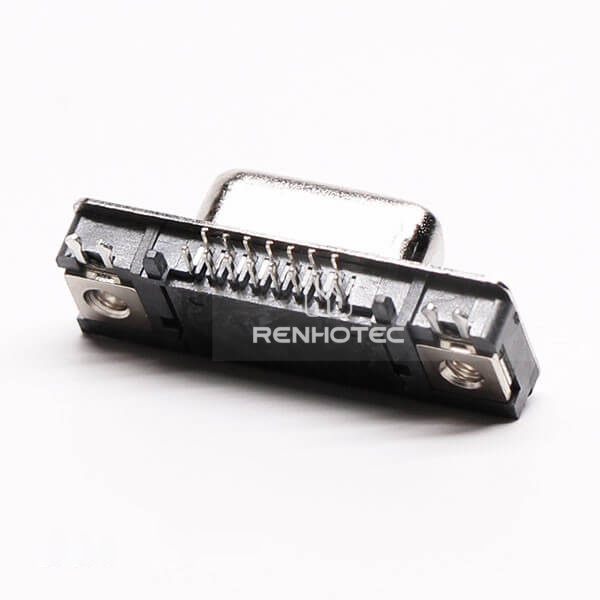 15 Pin HD D-SUB Right Angle Jack Through Hole Staking Type Black