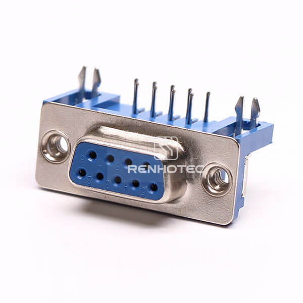 D-SUB 9 Pin Solder Female Right Angle for PCB with Stamped Pin Connector