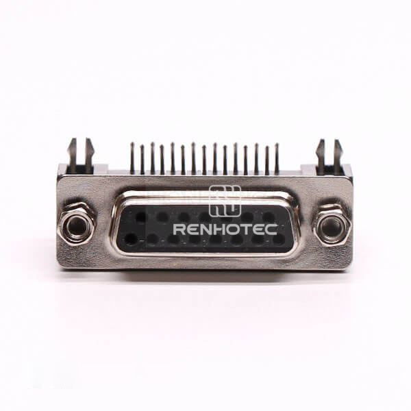 15 Pin Female Solder D-SUB Connector Right Angle Solder Type with Stamped Pin for PCB