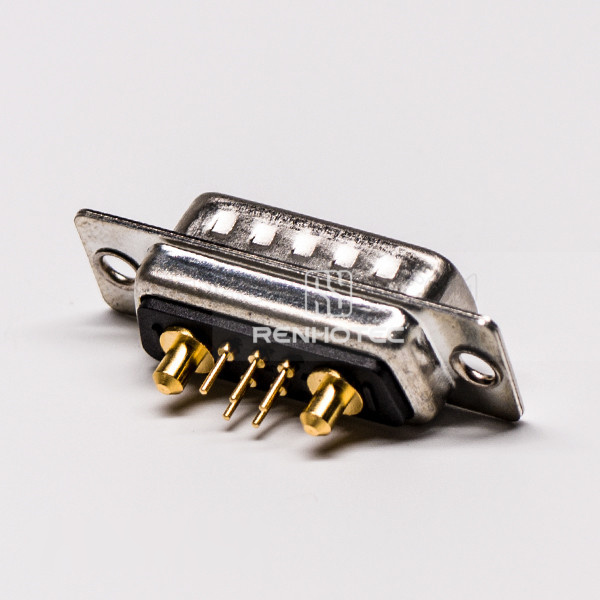D-SUB 7W2 Combo Connector Male 180° Solder Type for Cable with Staking