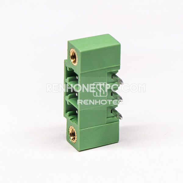 3 pin Terminal Block Connector Right Angle with 2 Screw Hole Green Pluggable Connector