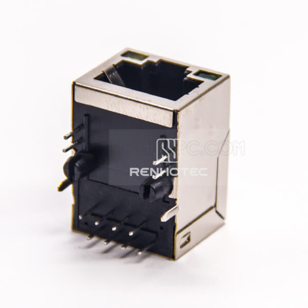 LED Connector RJ45 Shielded 8P8C Right Angle Through Hole for PCB Mount