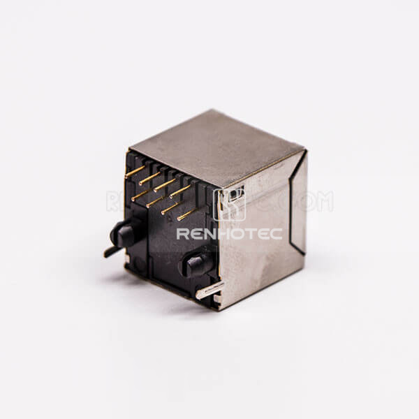 RJ45 Female 1 Port 8P Straight Gold Plated With Shield Without LED