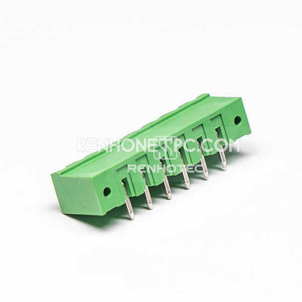 Terminal Block Connector Pluggable 6 Pin Right Angle Through Hole for PCB Mount