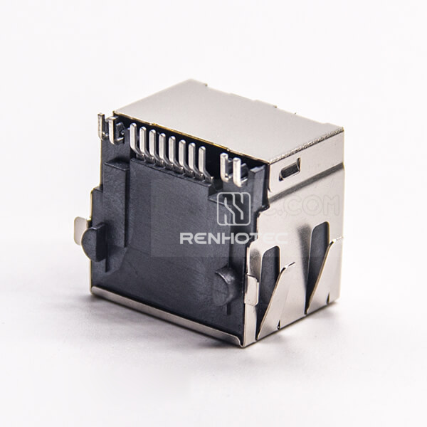 RJ45 8p8c Jack Modular Connector Straight SMT PCB Mount with EMI with LED