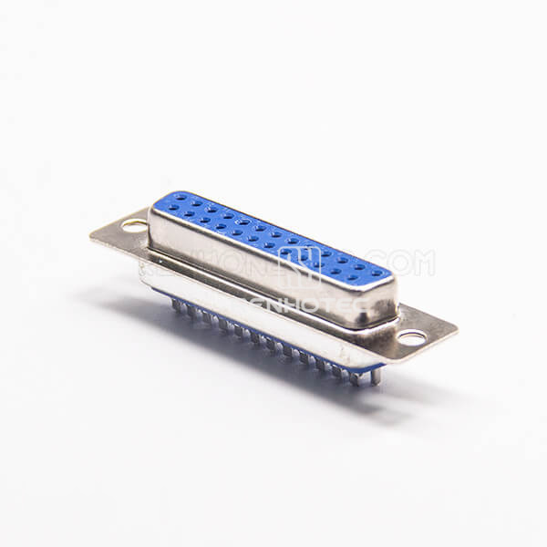 25 Pin D-SUB Connector Receptacle 2 Rows Single 180°Machined Silver Solder Cup Shell Panel Mount