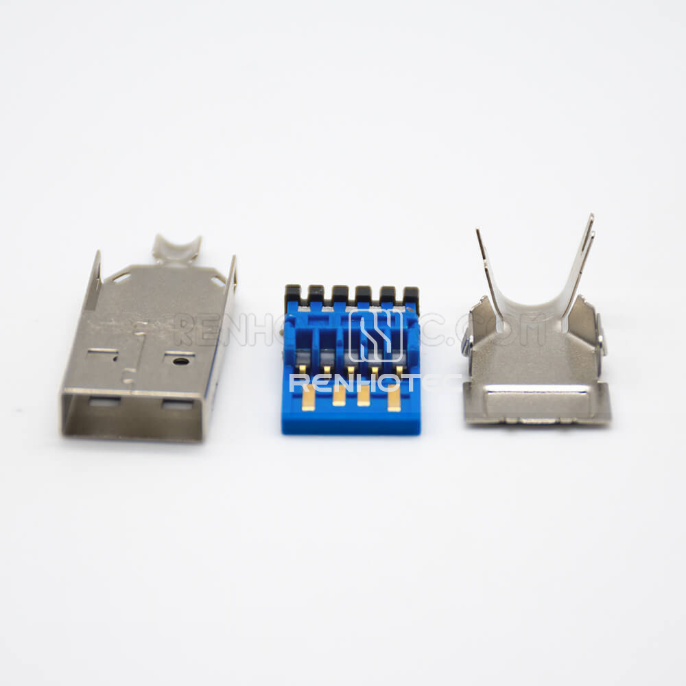 USB A 3.0 Male Straight 9 Pin for Cable Connector