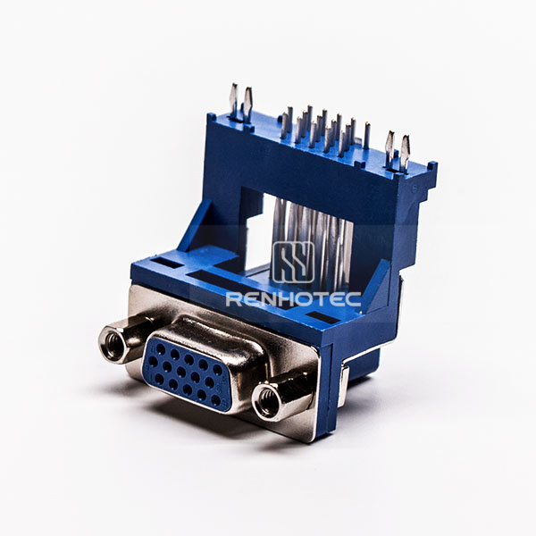 15 Pin D-SUB Female 90 Degree Elevated Staking Type through Hole
