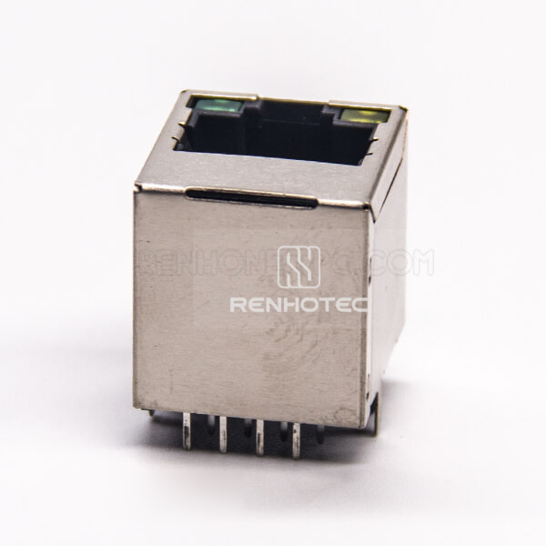 RJ45 Jack with LED Modular Connector 180 Degree Through Hole PCB Mount