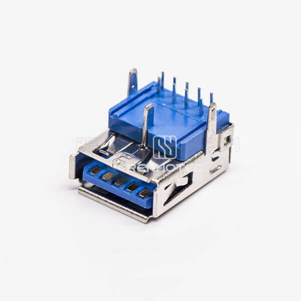 USB 3.0 Port Female Right Angle Blue Through Hole for PCB Mount