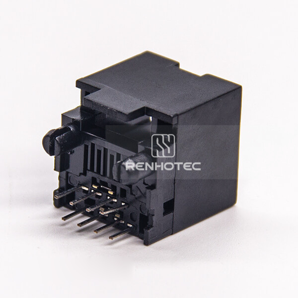 Straight RJ45 8P8C PCB Mount Through Hole Unshielded Plastic Black Jack