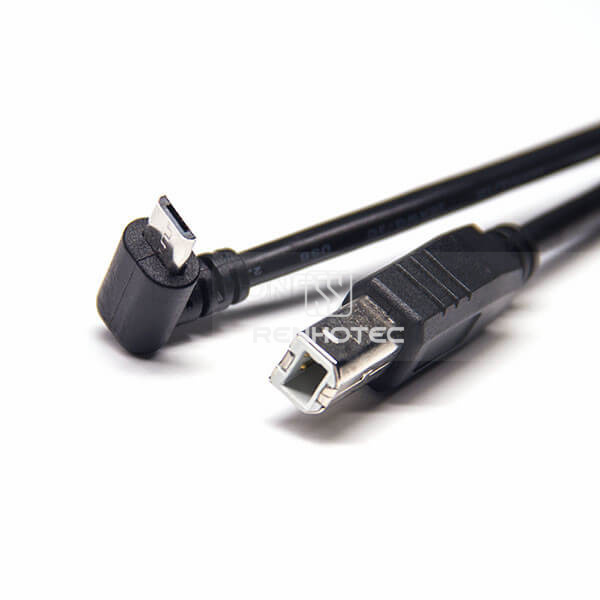 Micro USB Cable Down Angle to Type B Male Straight