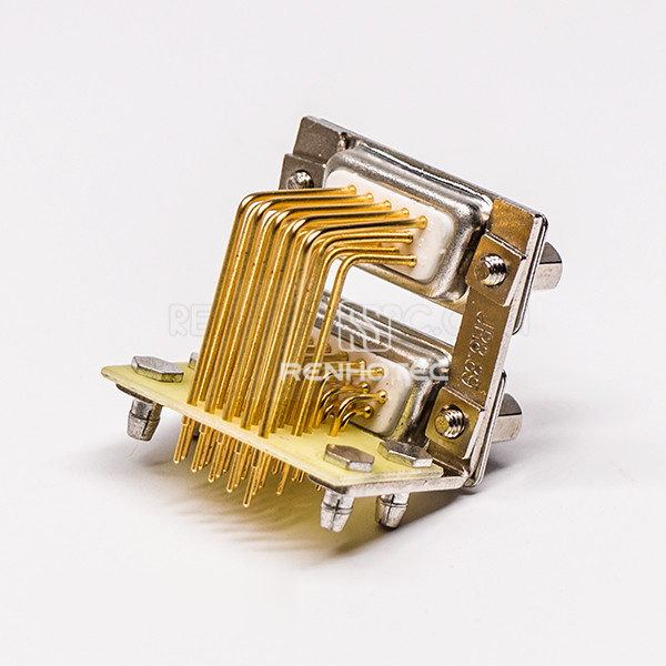 D-SUB 15Pin Stacked Connector 90 Degree 19.05 Staking type White Receptacle For PCB Mount