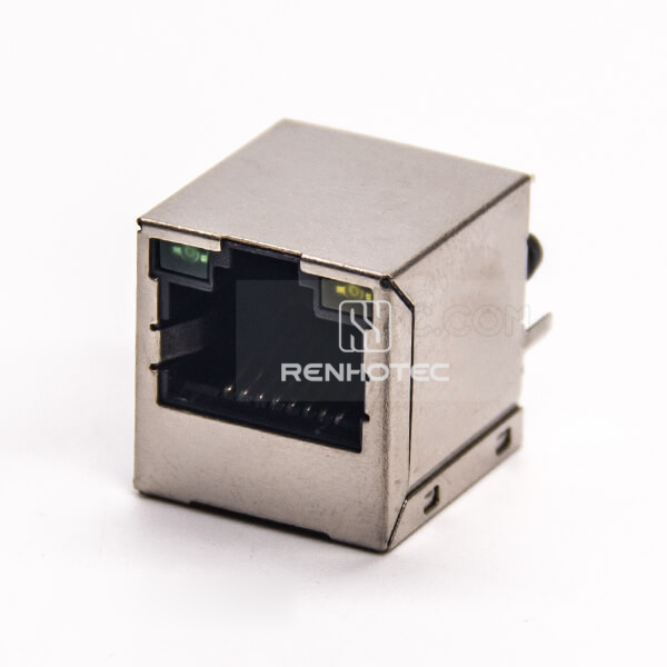 RJ45 Jack with LED Modular Connector 180 Degree Through Hole PCB Mount