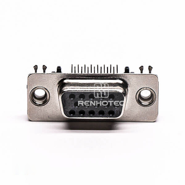 15 Pin HD D-SUB Right Angle Jack Through Hole Staking Type Black