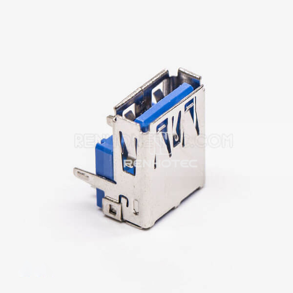 USB 3.0 Port Female Right Angle Blue Through Hole for PCB Mount