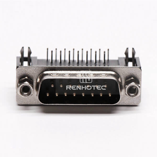 D-SUB 15 Pin 90° Male Connector Staking Type for PCB Mount