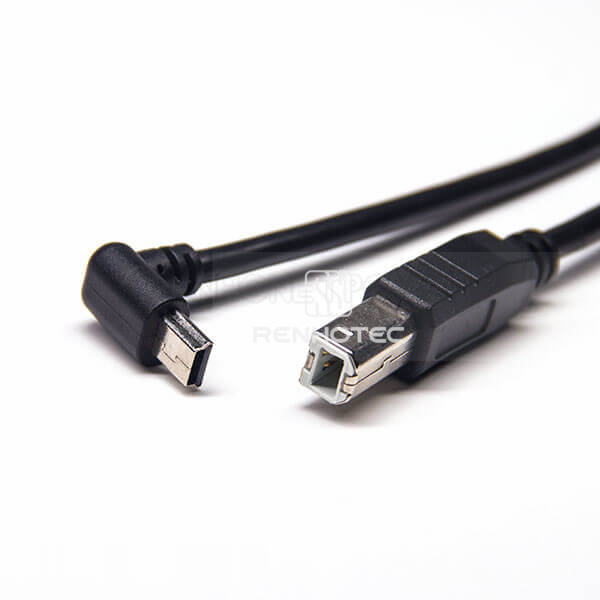 USB Mini Cable Types 1M Extension Type B Male Straight to Mini USB Male Up Angle