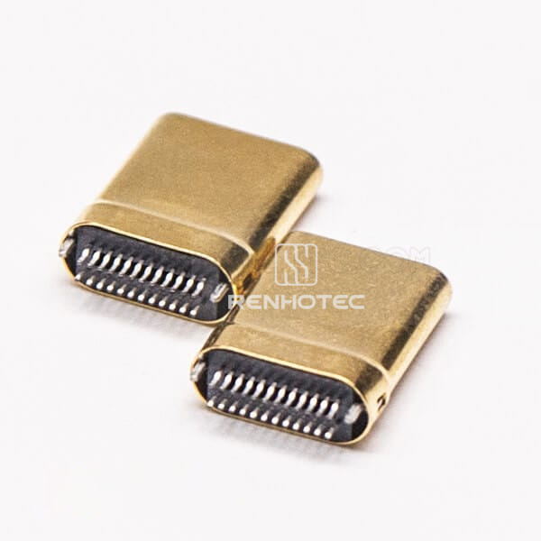 Type C 24 Pin Connector Straight Plug Through Hole Gold Plating