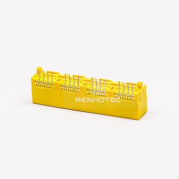 180 Degree RJ45 Female Socket Connector 4 Port 8P Yellow Unshield Without LED