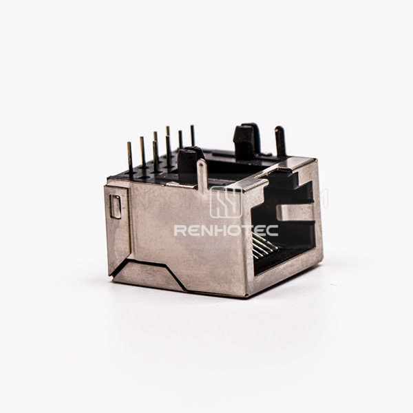 1 Port RJ45 Female PCB Connector 90 Degree with Shield and Without LED