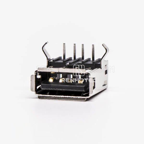 Black USB 2.0 Right Angle Female Type A DIP for PCB Mount