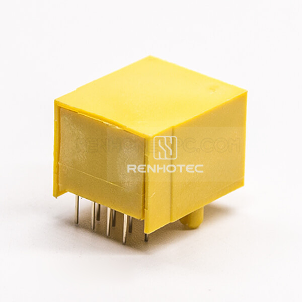 RJ45 Unshielded Connector PCB Mount Yellow Plastic Shell Through Hole