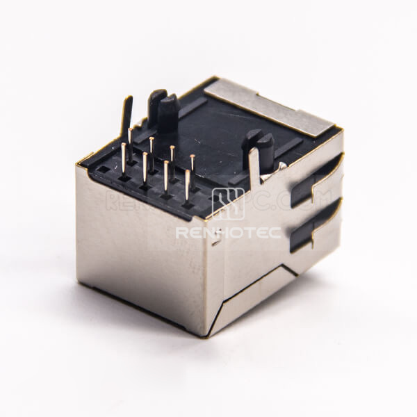 RJ45 Connectors Shielded Jack 90 Degree with EMI Shielded DIP for PCB Mount
