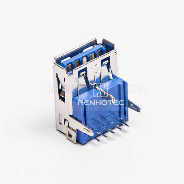 USB 3.0 Port Female Right Angle Blue Through Hole for PCB Mount